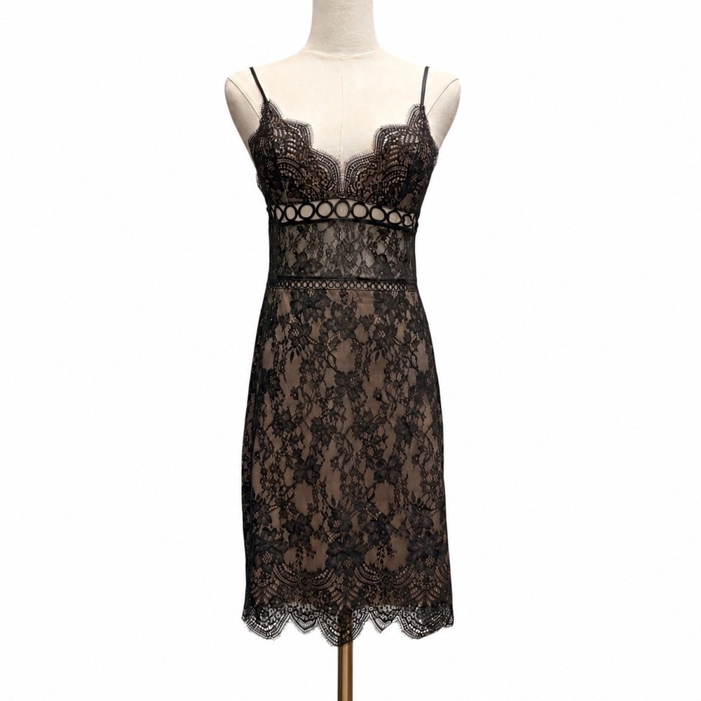 Victorias Secret Black Floral Lace Overlay Mini Slip Dress XS Whimsigoth Vamp